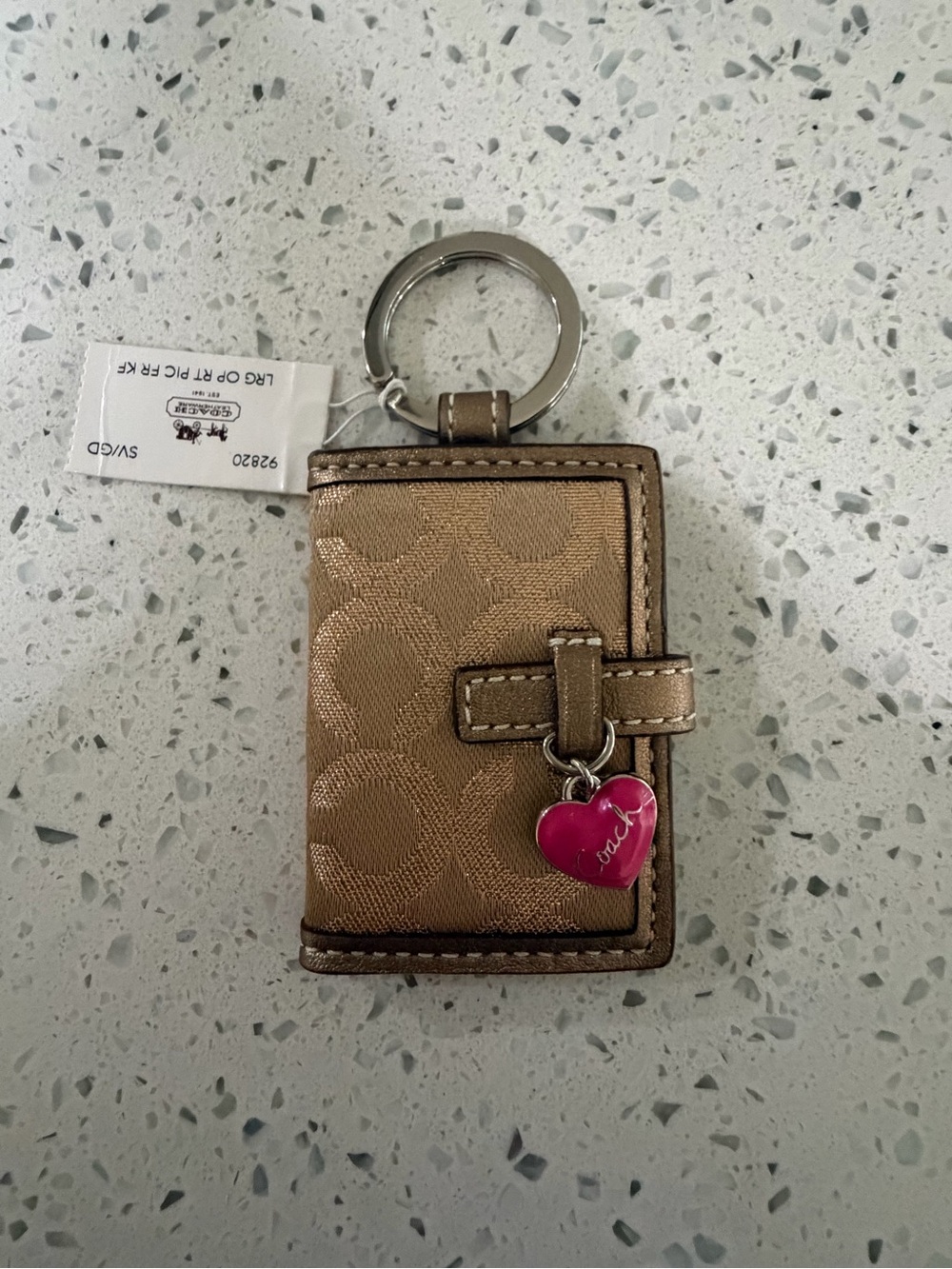 Coach Brown/Gold Signature Keyring Card Holder with Ring